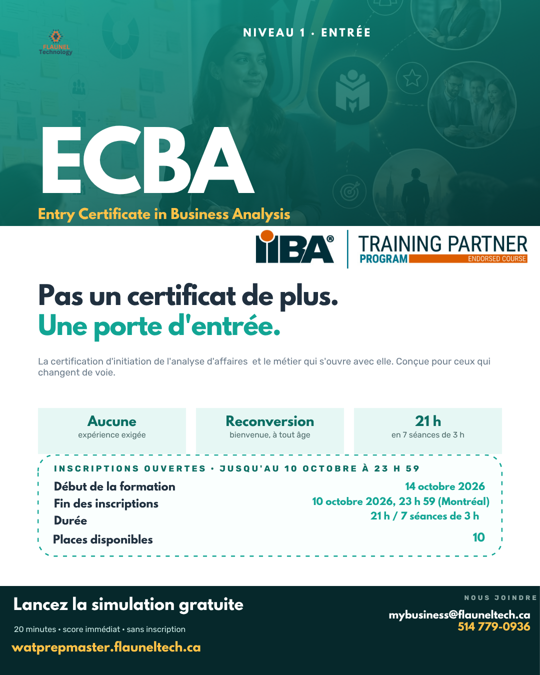 Cohorte ECBA, début le 14 octobre 2026